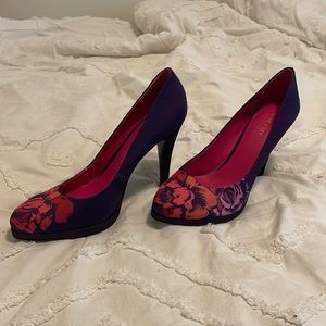 Nine West high heels with flower print design pink purple orange red